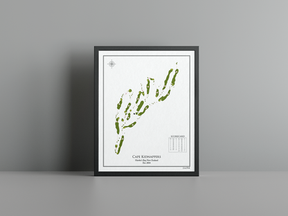 Cape Kidnappers golf course print, white frame