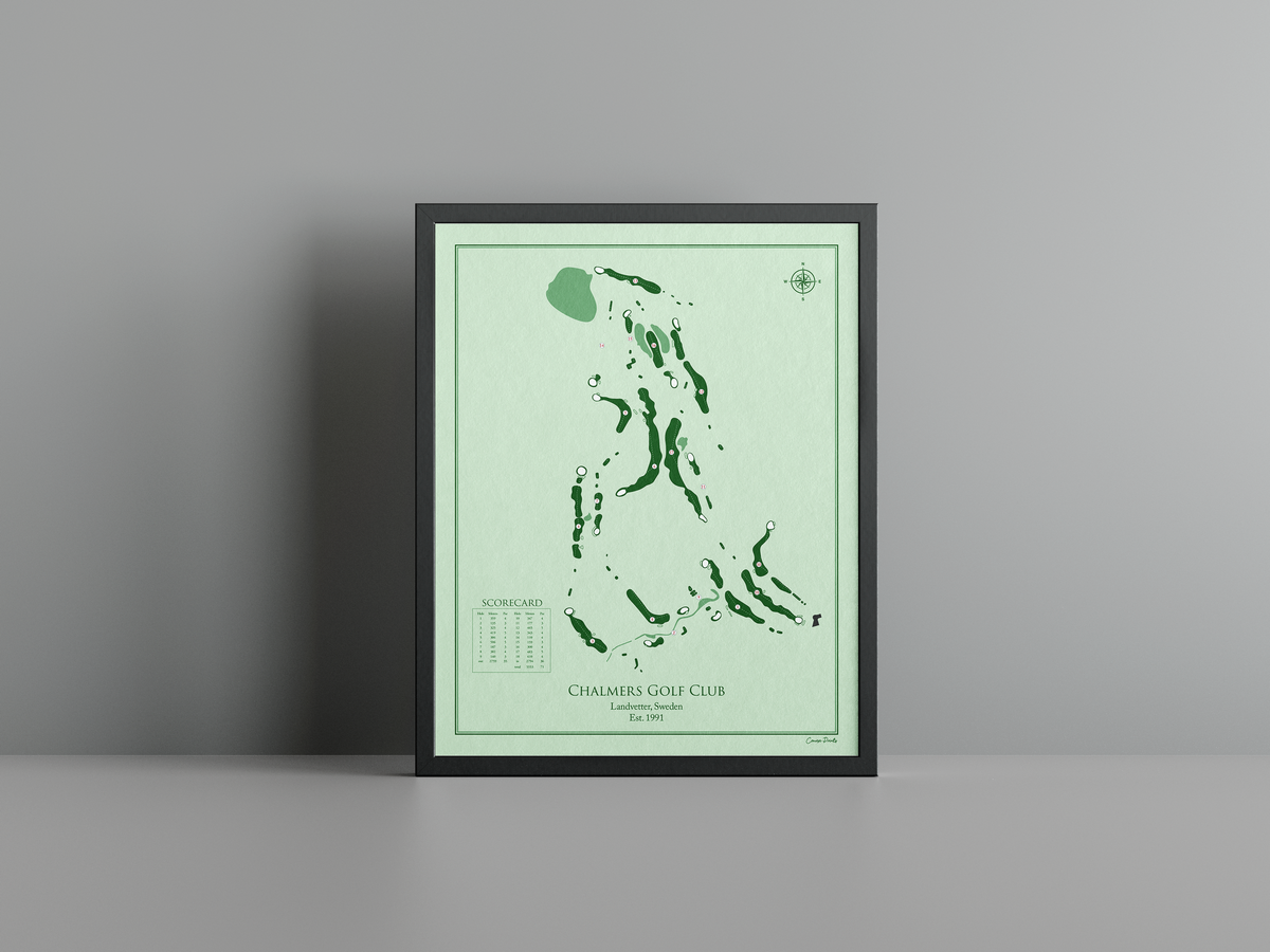 Chalmers Golf Club golf course print, green frame