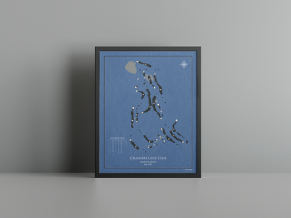 Chalmers Golf Club golf course print, navy frame