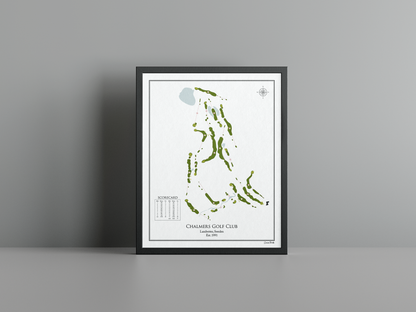 Chalmers Golf Club golf course print, white frame
