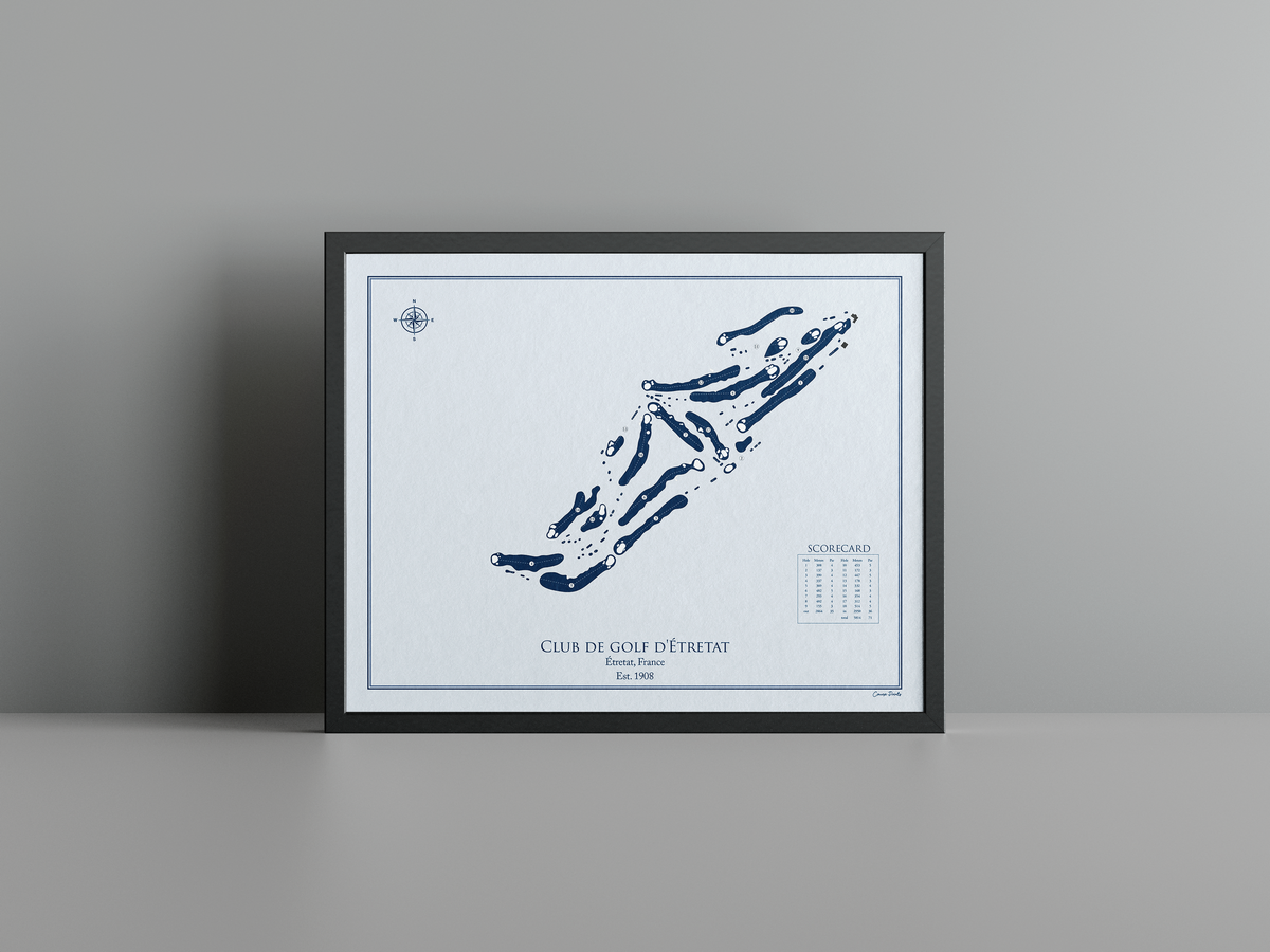 Club de golf d'Étretat golf course print, blue frame