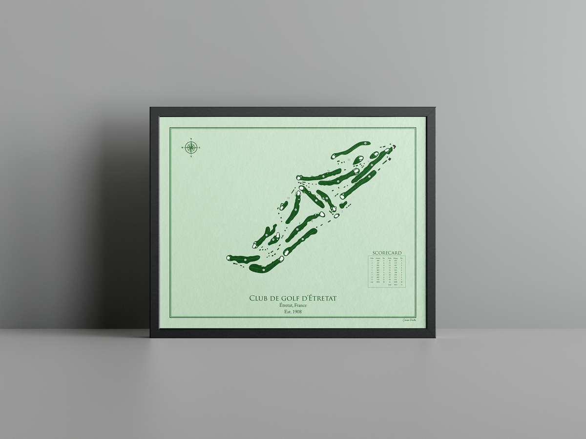 Club de golf d'Étretat golf course print, green frame