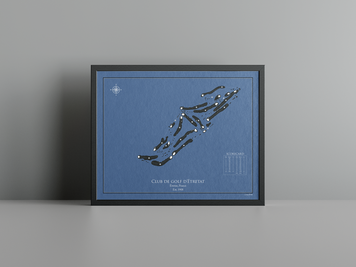 Club de golf d'Étretat golf course print, navy frame