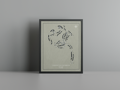 Club de Golf Escorpión golf course print, brown frame