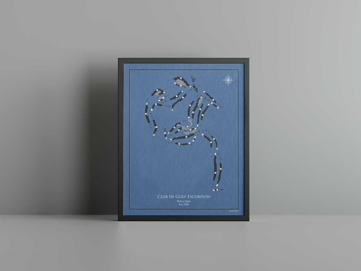 Club de Golf Escorpión golf course print, navy frame