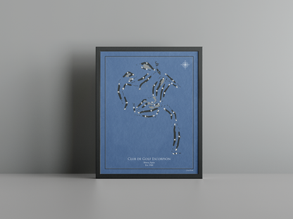 Club de Golf Escorpión golf course print, navy frame