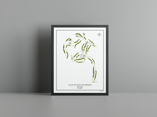 Club de Golf Escorpión golf course print, white frame