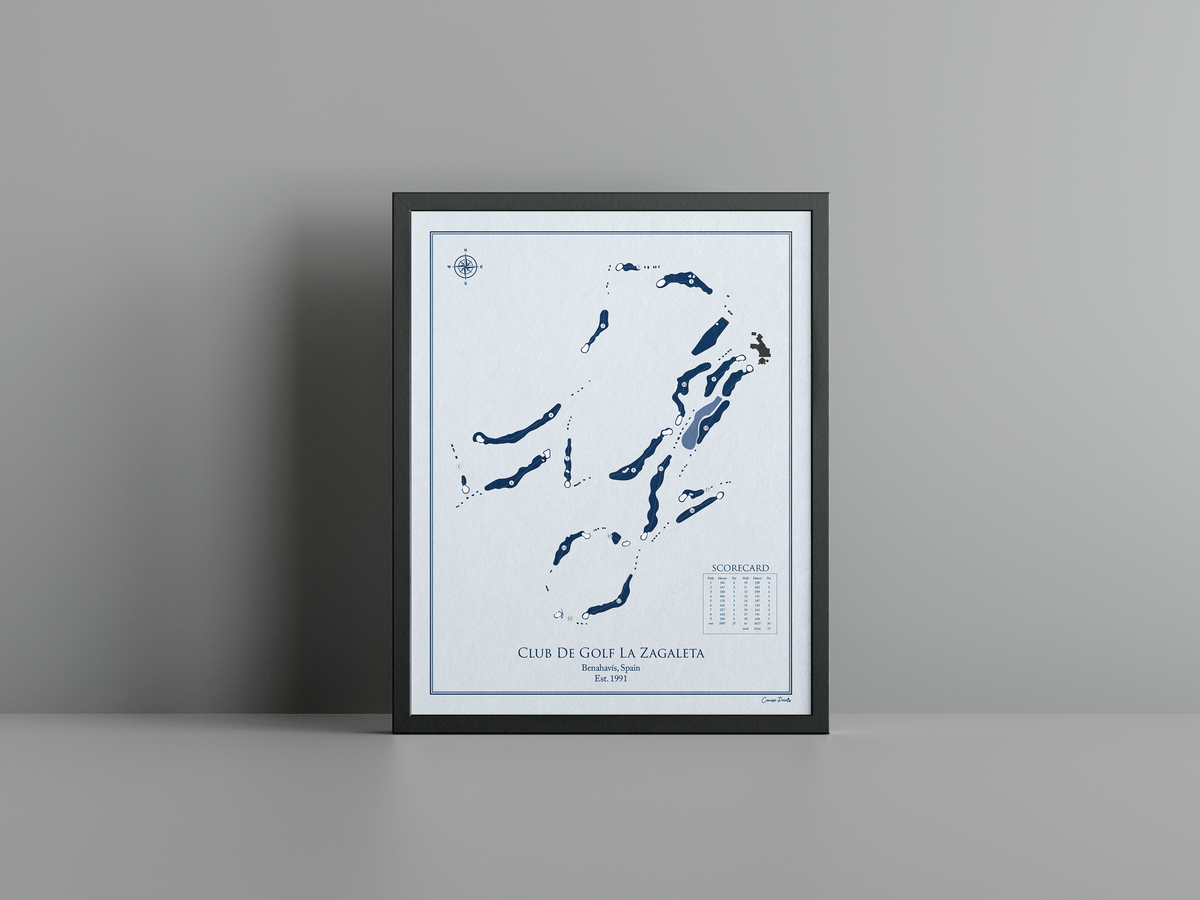 Club de Golf La Zagaleta - Old Course golf course print, blue frame
