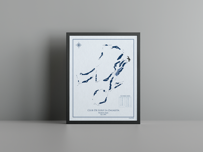 Club de Golf La Zagaleta - Old Course golf course print, blue frame