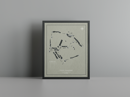 Costa Navarino golf course print, brown frame