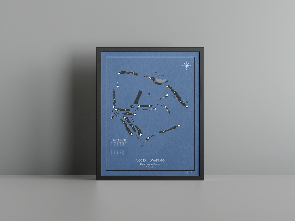 Costa Navarino golf course print, navy frame