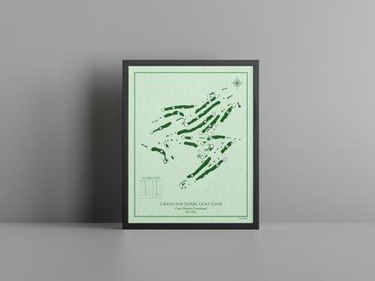 Crans-sur-Sierre Ballesteros Course golf course print, green frame