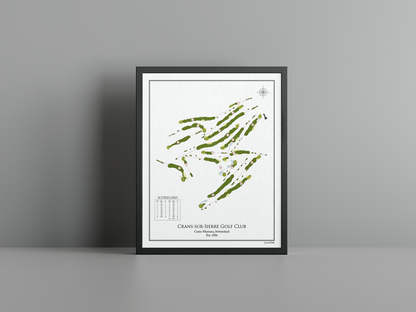 Crans-sur-Sierre Ballesteros Course golf course print, white frame