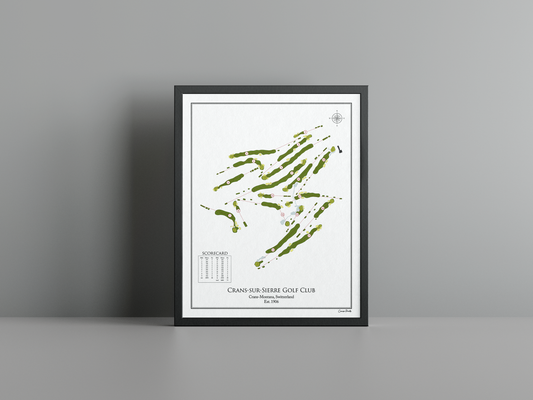 Crans-sur-Sierre Ballesteros Course golf course print, white frame