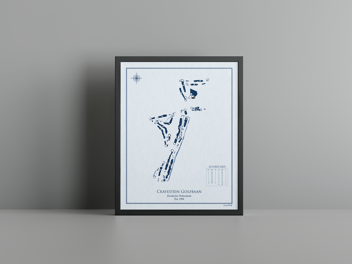 Crayestein Golf golf course print, blue frame