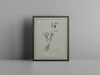 Crayestein Golf golf course print, brown frame