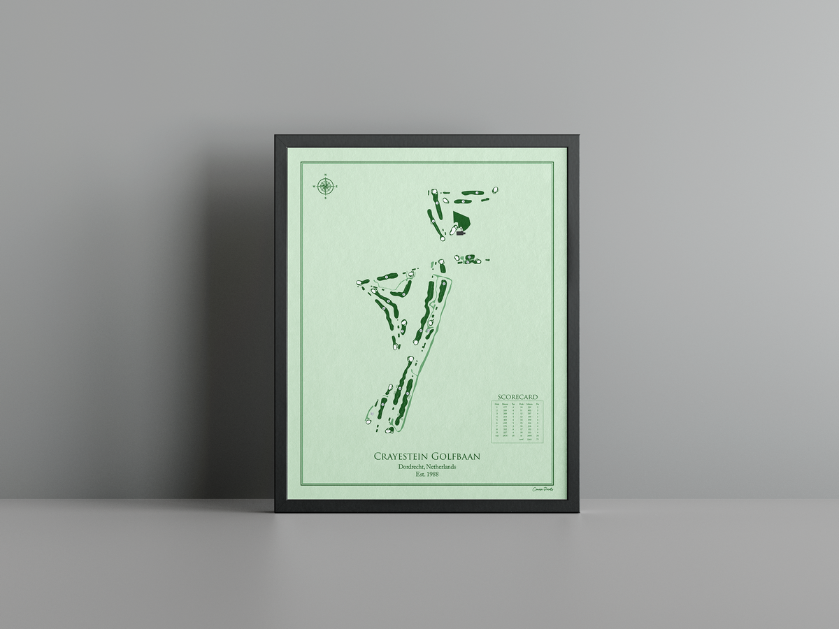 Crayestein Golf golf course print, green frame