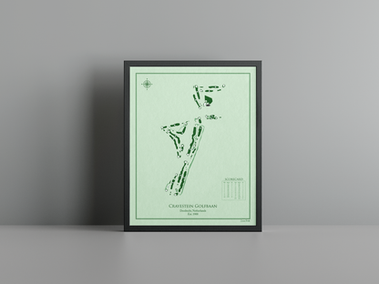 Crayestein Golf golf course print, green frame