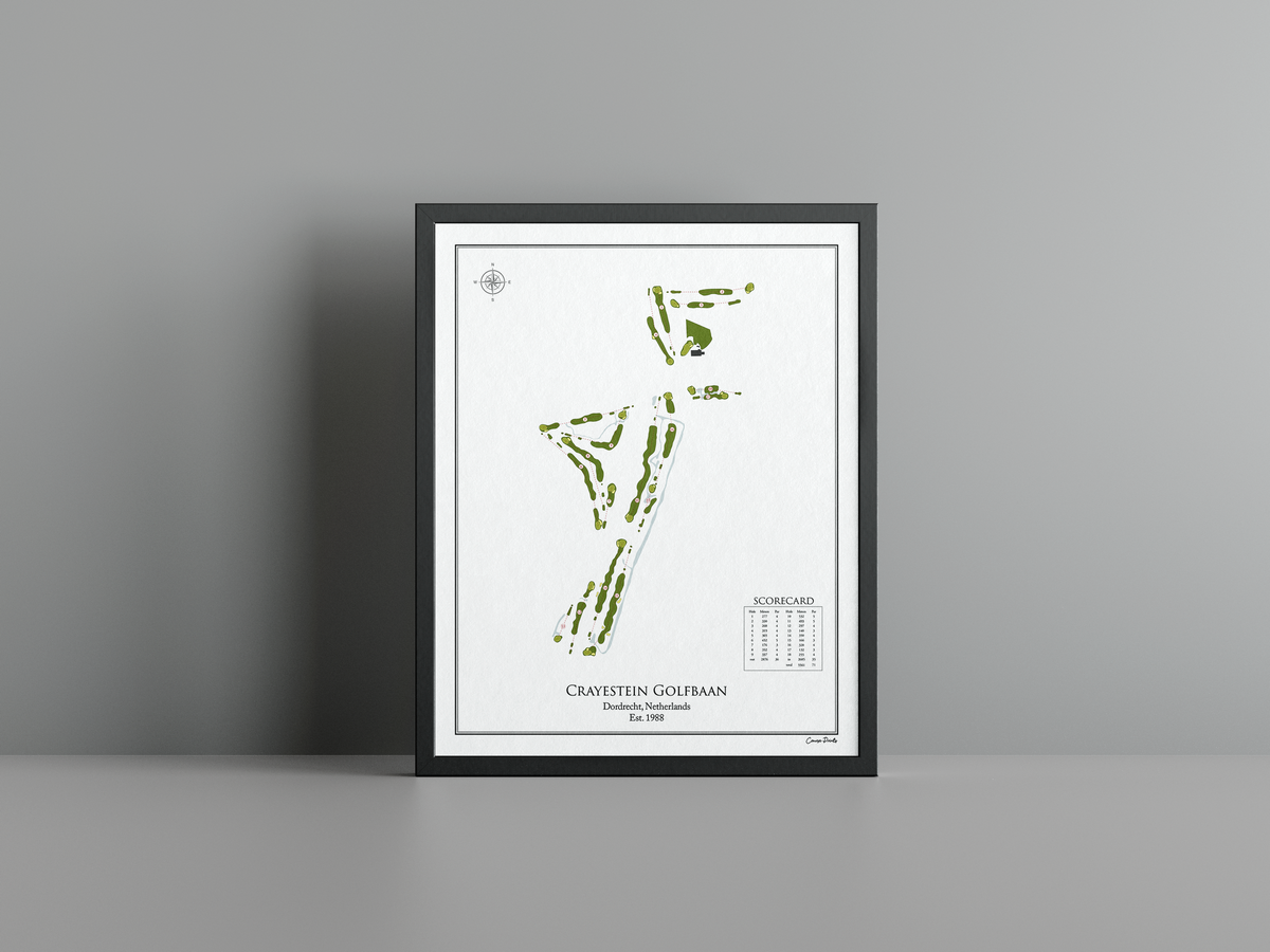 Crayestein Golf golf course print, white frame