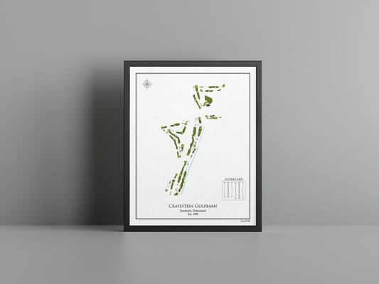 Crayestein Golf golf course print, white frame