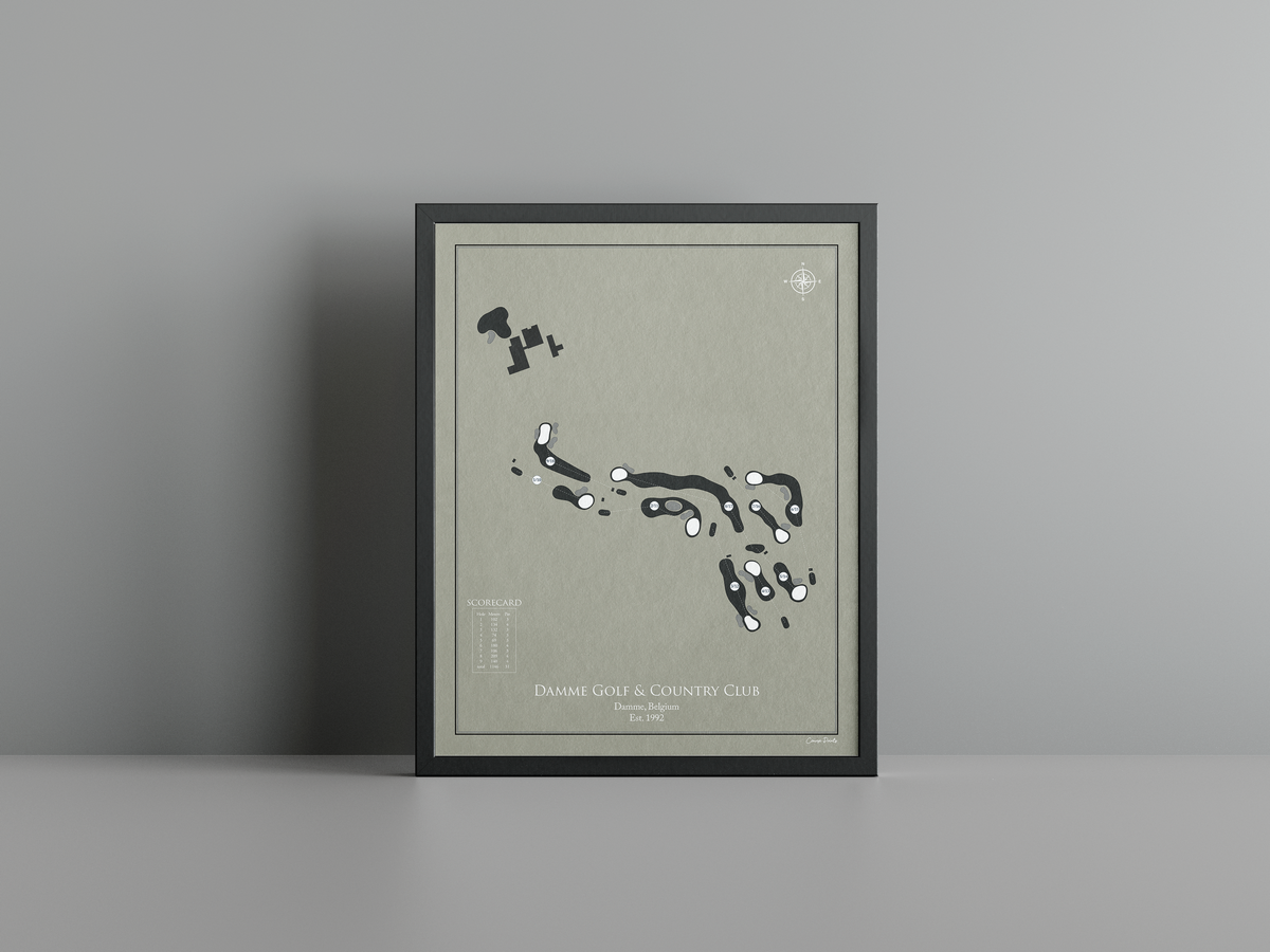 Damme Golf & Country golf course print, brown frame