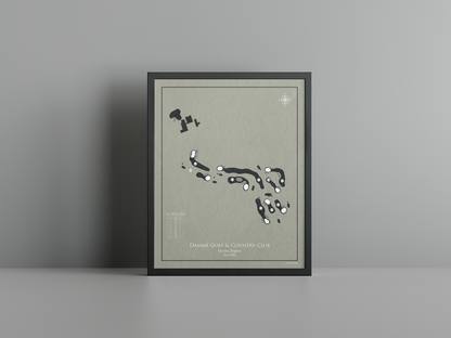 Damme Golf & Country golf course print, brown frame