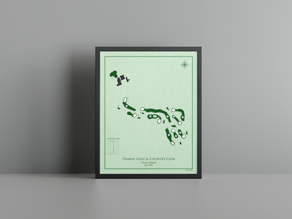 Damme Golf & Country golf course print, green frame