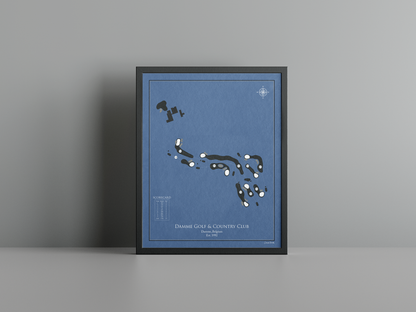 Damme Golf & Country golf course print, navy frame