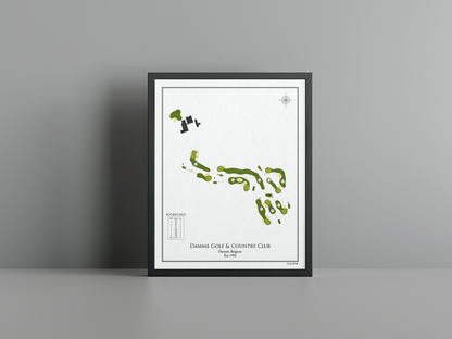 Damme Golf & Country golf course print, white frame
