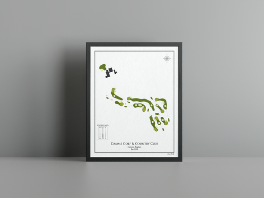 Damme Golf & Country golf course print, white frame