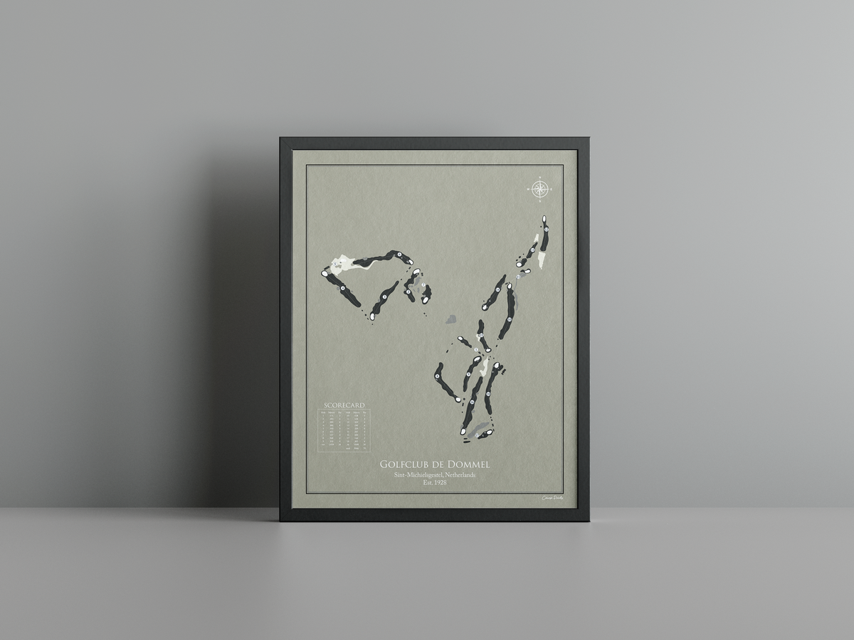 De Dommel golf course print, brown frame