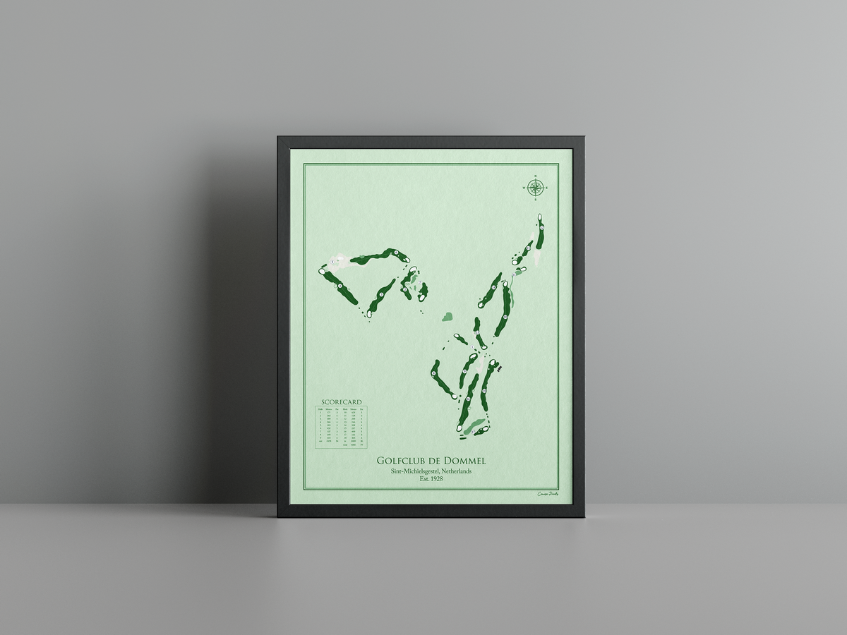 De Dommel golf course print, green frame
