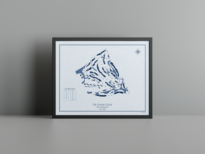 De Goese Golf golf course print, blue frame