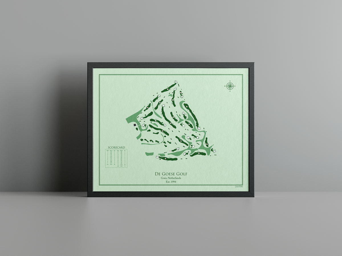 De Goese Golf golf course print, green frame