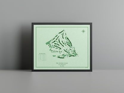 De Goese Golf golf course print, green frame