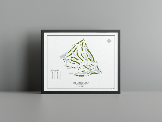 De Goese Golf golf course print, white frame