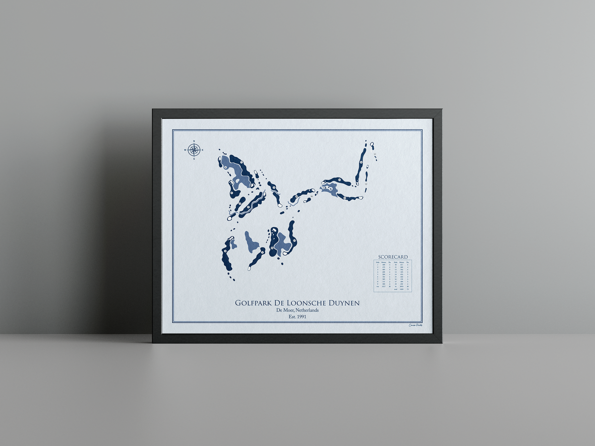 De Loonsche Duynen Golf Club golf course print, blue frame