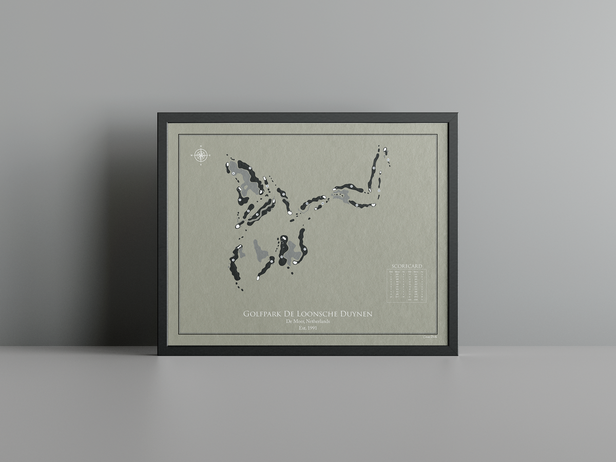 De Loonsche Duynen Golf Club golf course print, brown frame