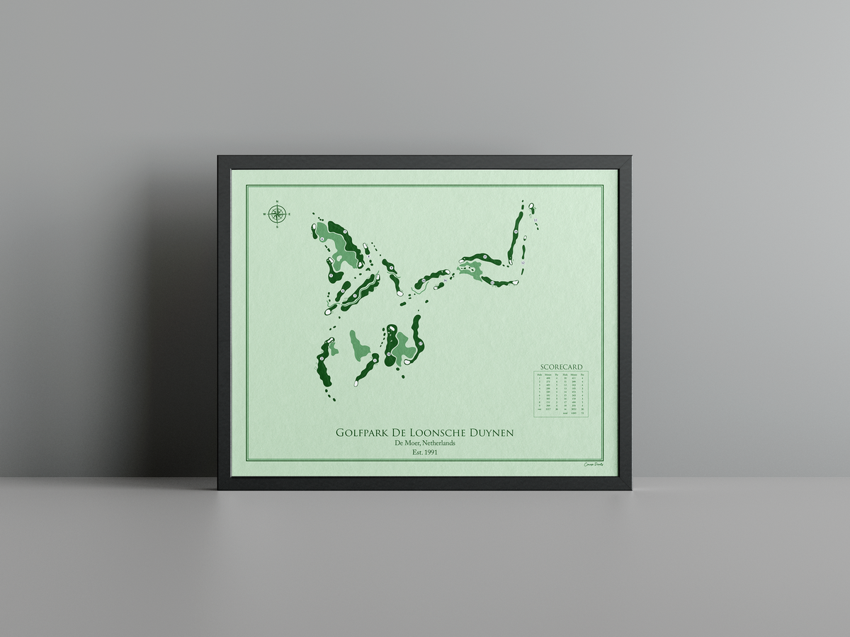 De Loonsche Duynen Golf Club golf course print, green frame
