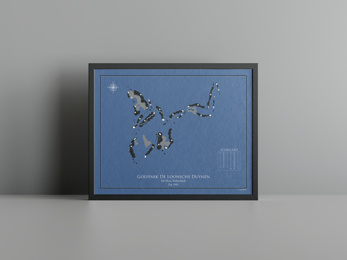 De Loonsche Duynen Golf Club golf course print, navy frame