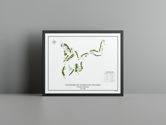 De Loonsche Duynen Golf Club golf course print, white frame
