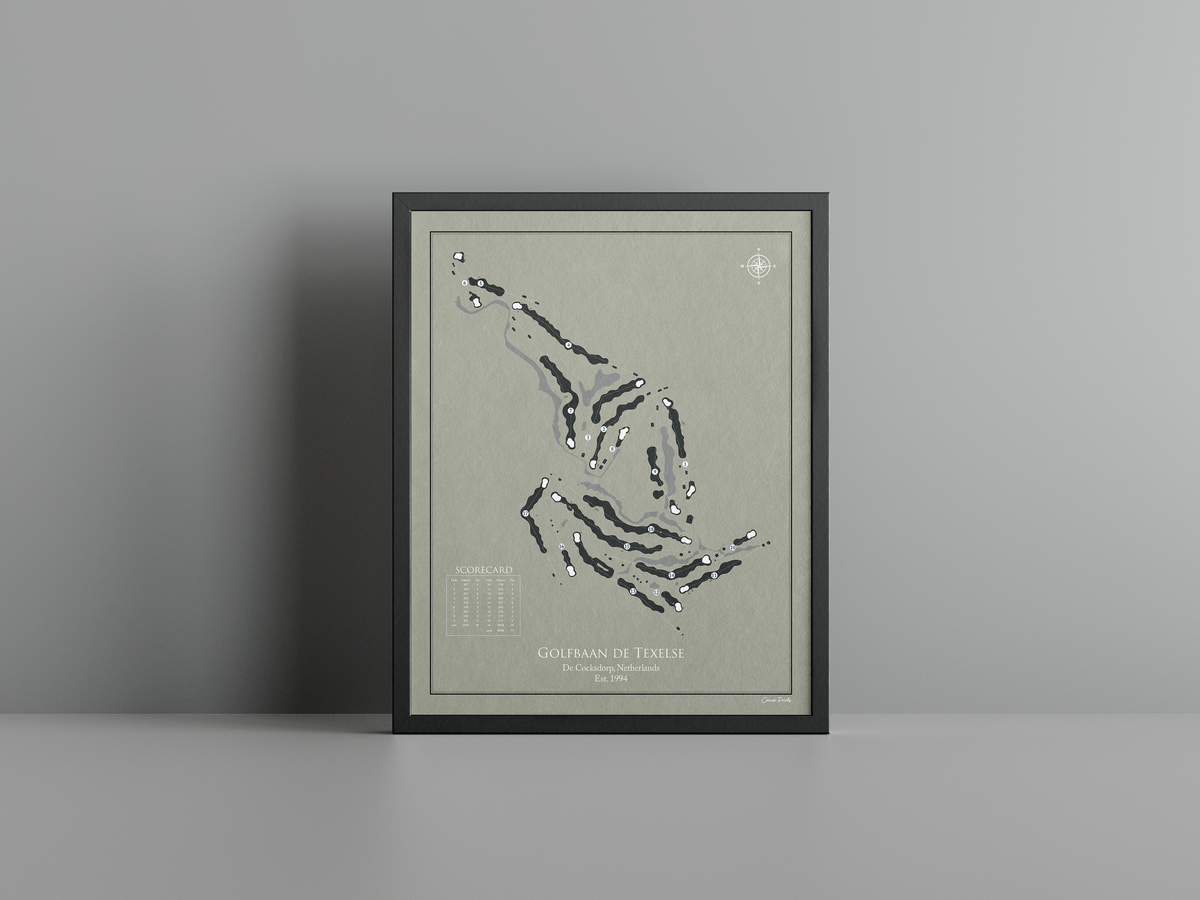 De Texelse golf course print, brown frame
