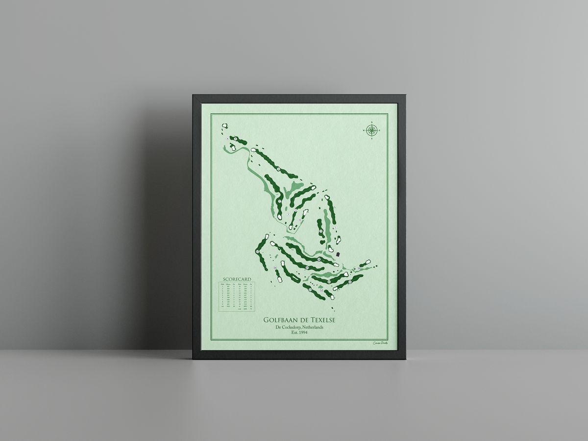 De Texelse golf course print, green frame