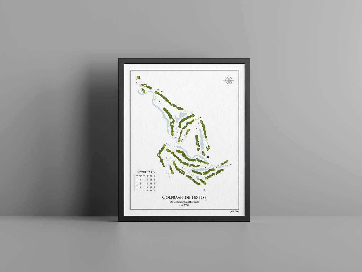 De Texelse golf course print, white frame