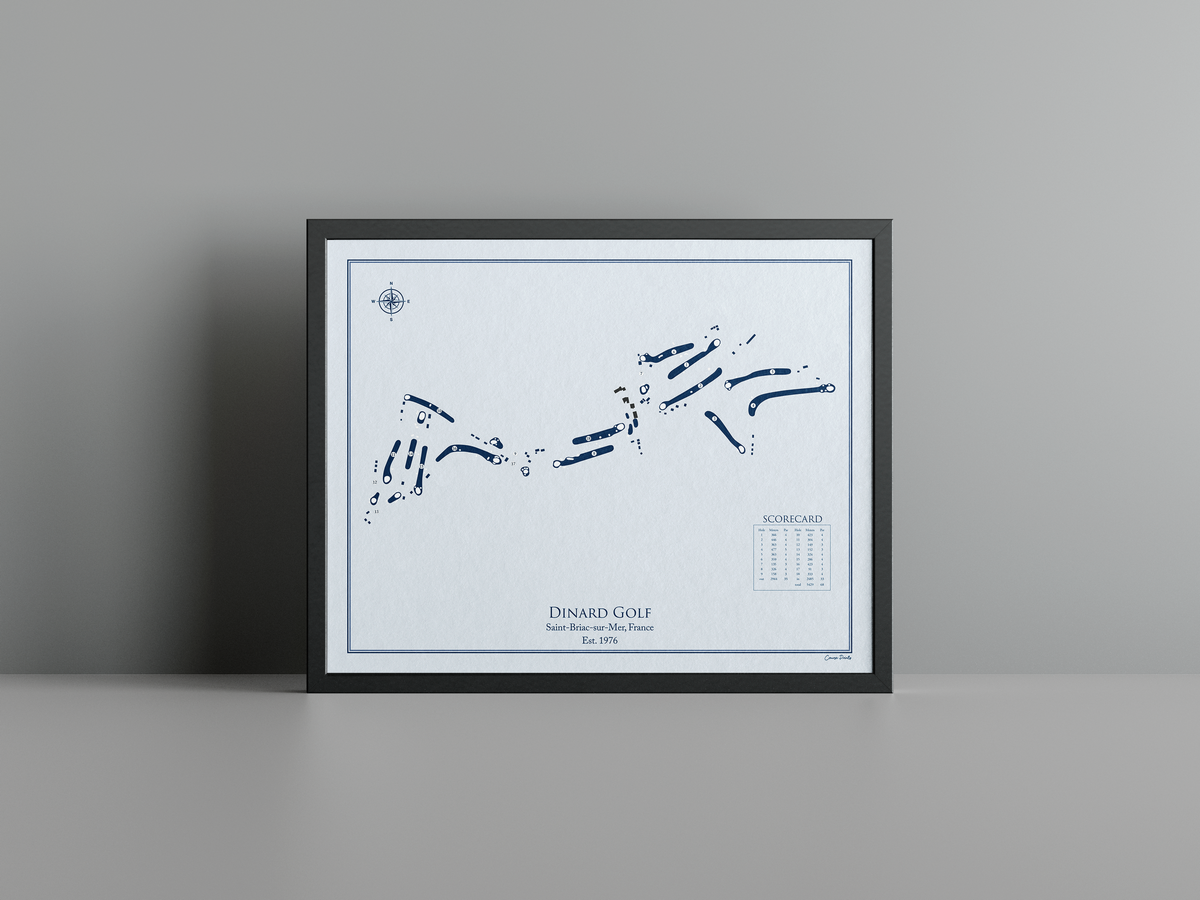 Dinard Golf golf course print, blue frame