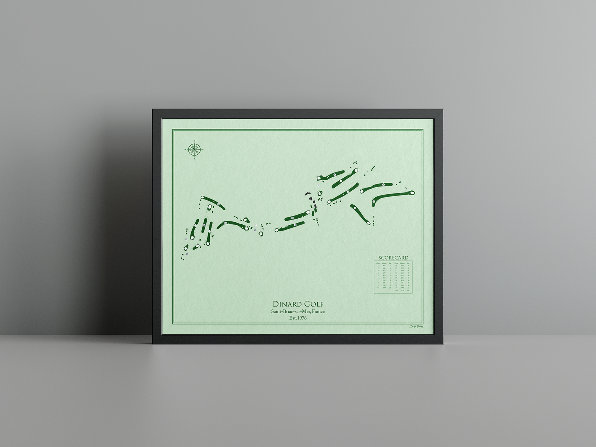 Dinard Golf golf course print, green frame