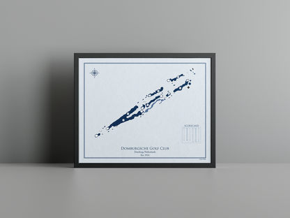 Domburgsche Golf Club golf course print, blue frame