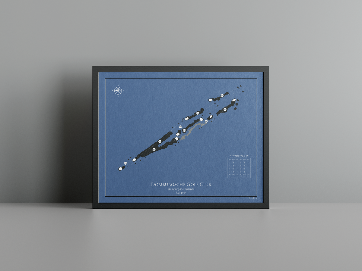 Domburgsche Golf Club golf course print, navy frame
