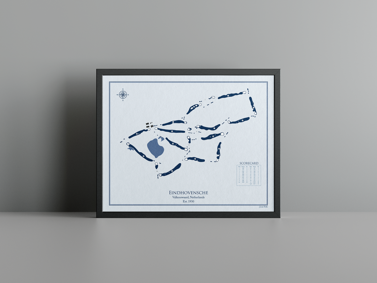 Eindhovensche golf course print, blue frame