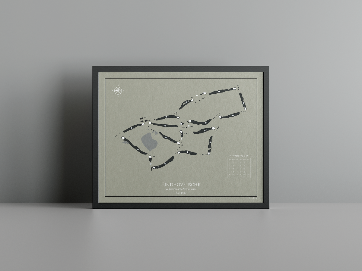 Eindhovensche golf course print, brown frame